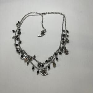 Vera Wang necklace costume signed jewelry silver tone beaded evil eye contempora